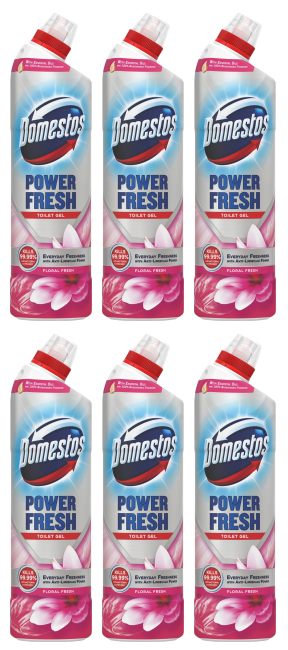 6 x Domestos Power Gel Fresh Floral - 750Ml