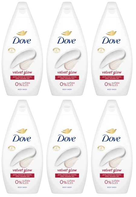 6 x Dove Body Wash Velvet Glow  - 450ML