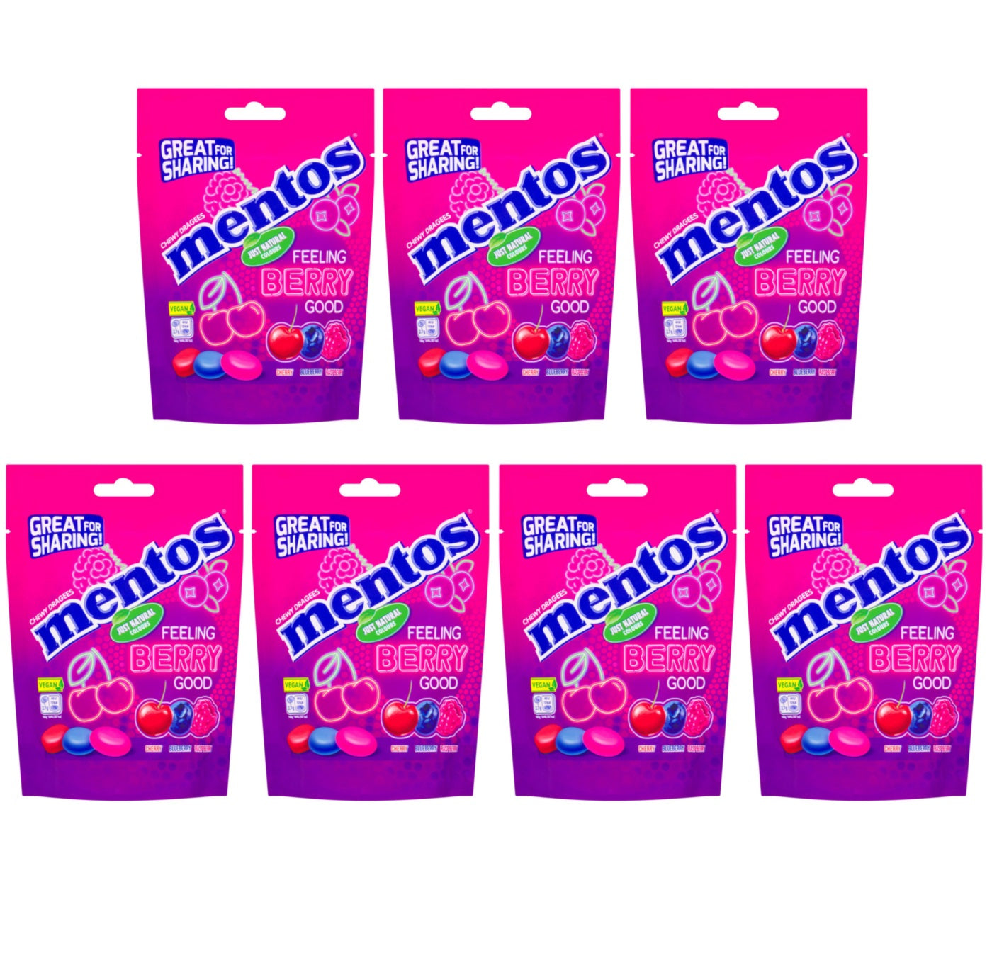 7 X Mentos Feeling Berry Good Bag - 140Gm