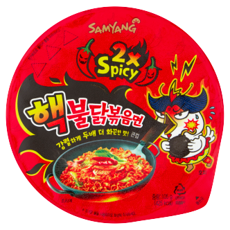 16 x Samyang Instant Big Bowl Noodle Red 2x Spicy Chicken  - 105G