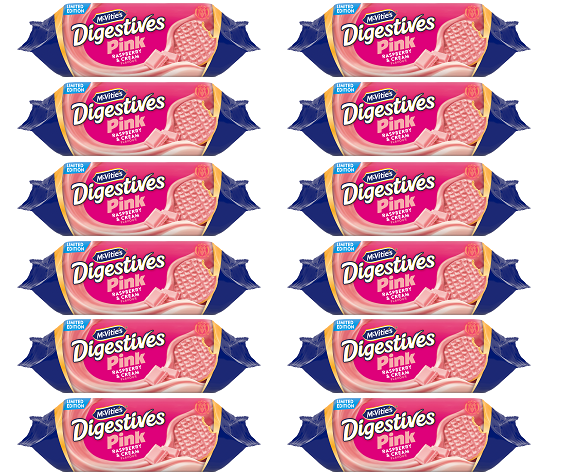 12 x Pink Digestives Raspberry & Cream - 232GM