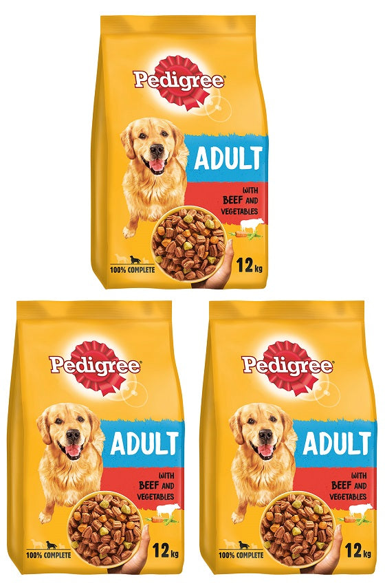 3 x Pedigree Adult With Beef And Vegetables 3Kg