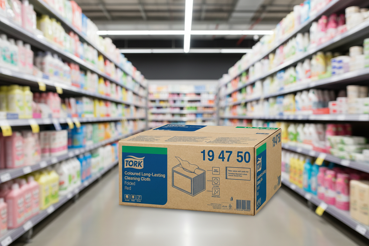 194750 Tork Coloured Long-Lasting Cleaning Cloth Folded Red