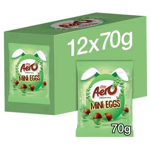 12 x Aero Peppermint Milk Choc Mini Eggs Sharing Bag - 70GM