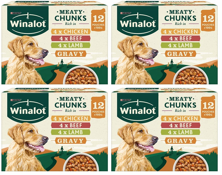 4 x Winalot Dog Meaty Chunks Gravy Selection - 12X100GM