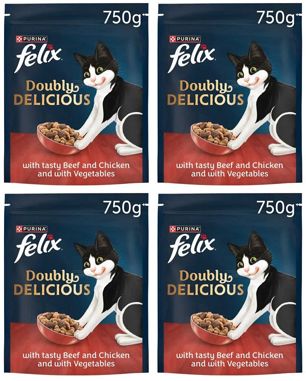 4 x Felix With Tasty Beef And Chicken And With Vegetables 750G