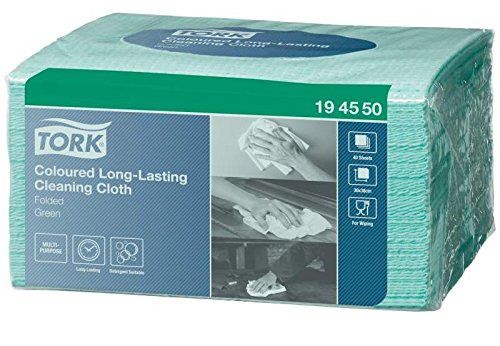 8 x Tork Coloured Long-Lasting Cleaning Cloth Green W8- 194550