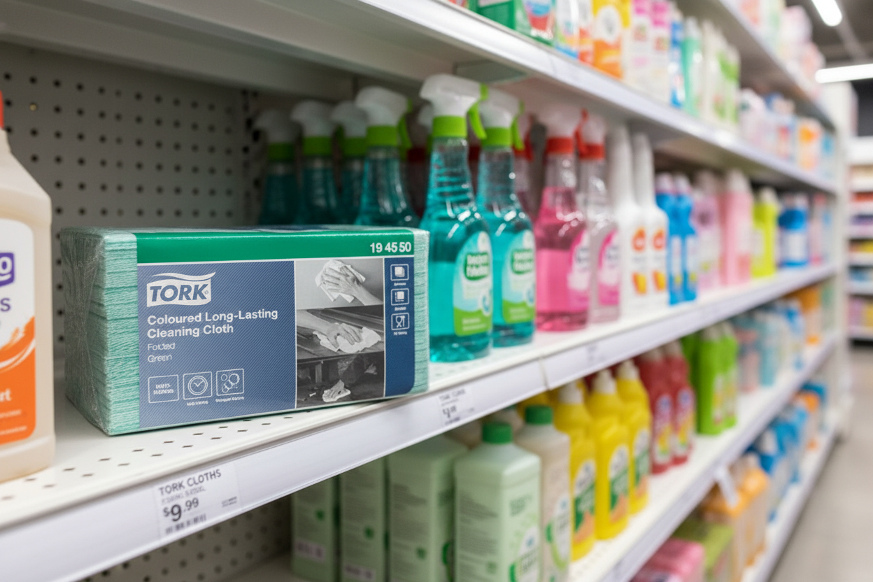 8 x Tork Coloured Long-Lasting Cleaning Cloth Green W8- 194550