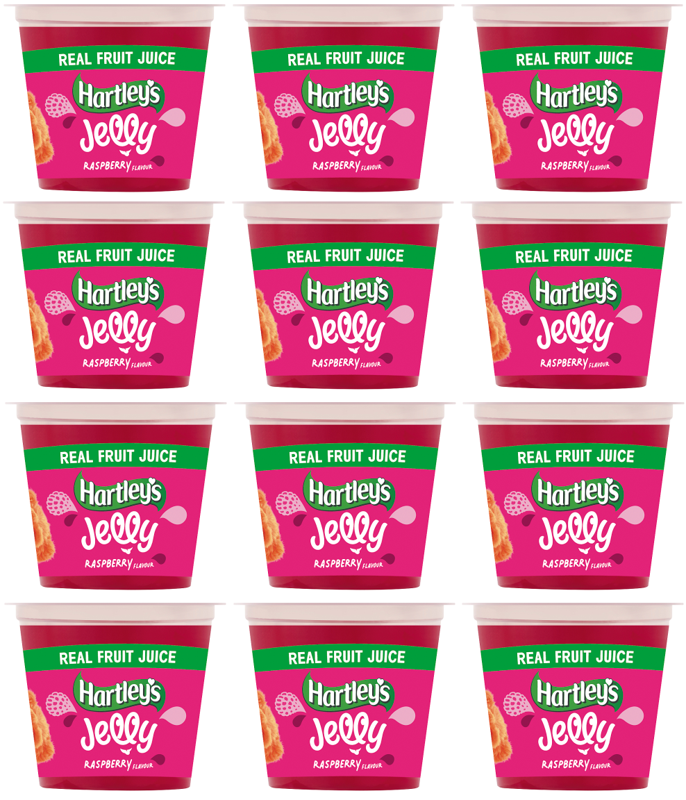 12 x Hartleys Rte Jelly Raspberry Pots 125Gm