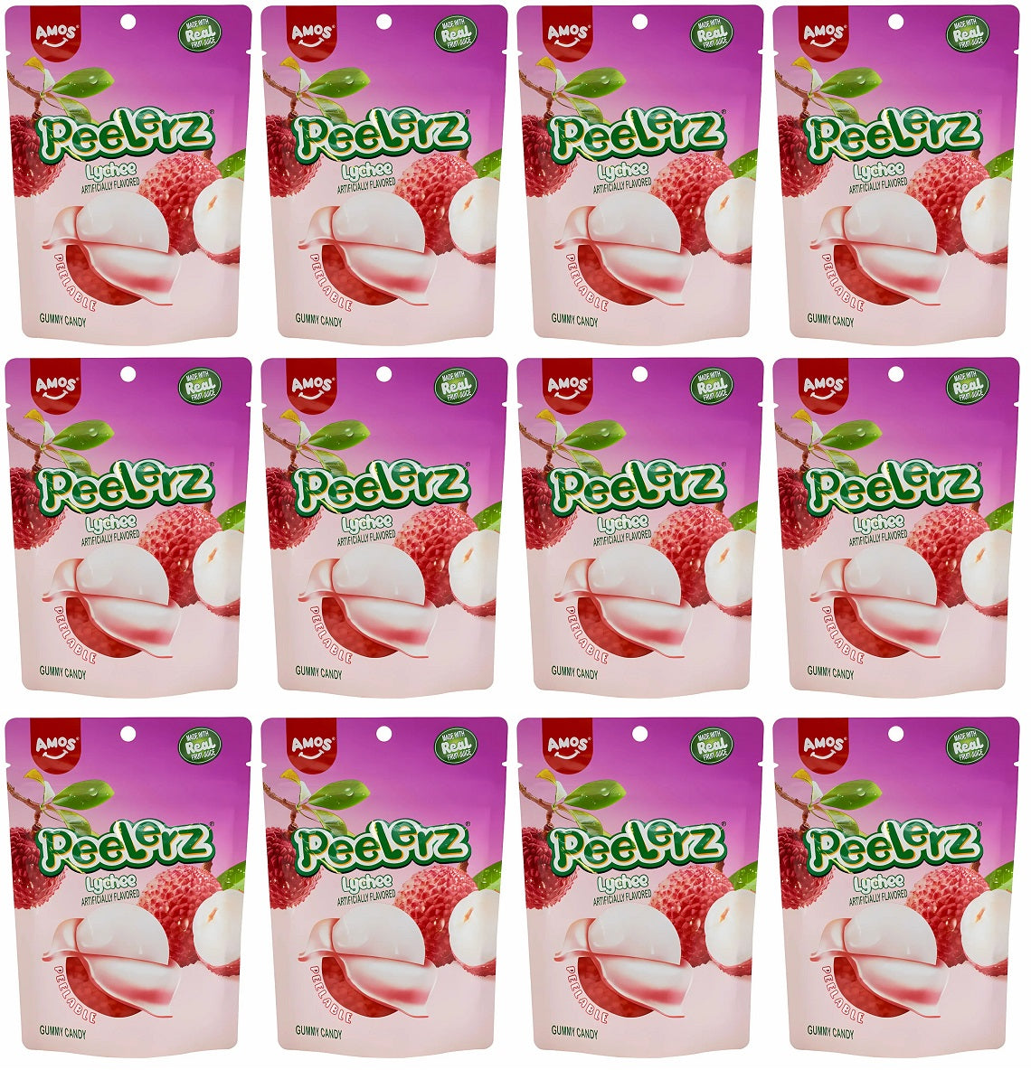 12 X Amos Peelerz Gummy Lychee - 65Gm