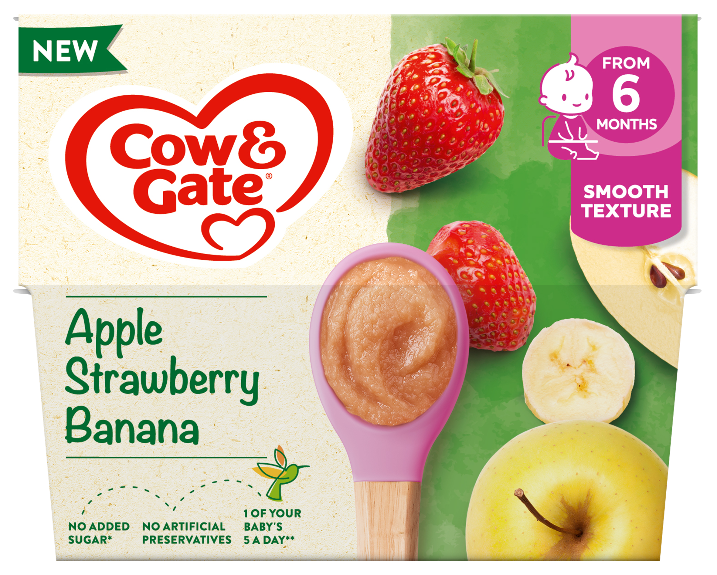 6 x Cow & Gate Cup Apple Banana & Strawberry - 4X100G