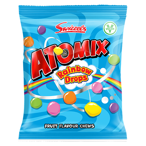 12 X Swizzels Atomix Rainbow Drops - 110Gm