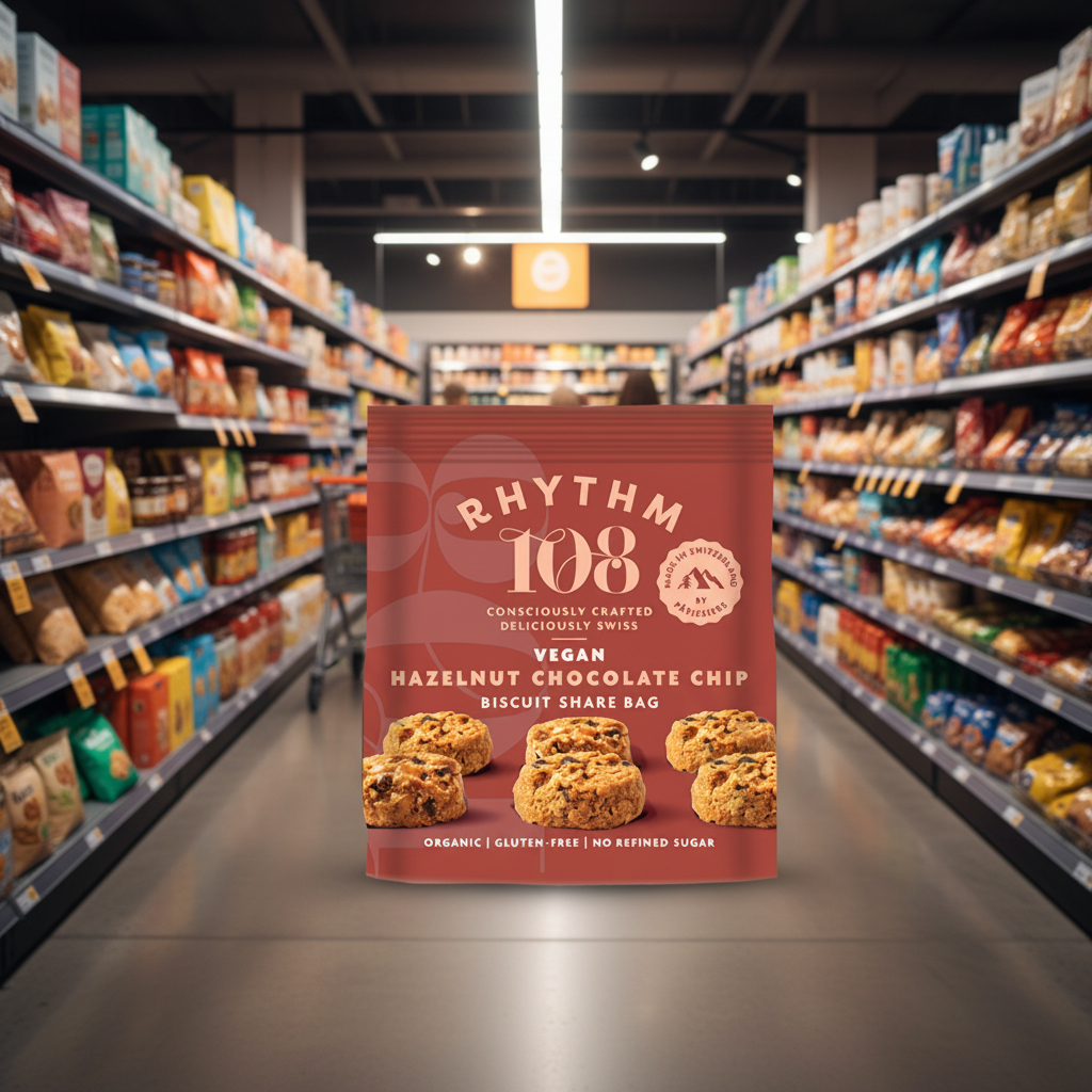 8 x Rhythm 108 Hazelnut Choc Chip Share Bag - 135g