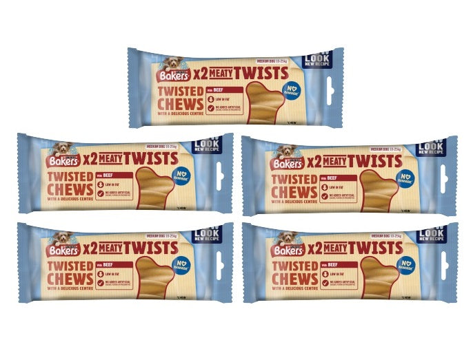 5 x Purina Bakers Meaty Twist Medium Treats 180g