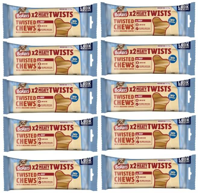 10 x Purina Bakers Meaty Twist Medium Treats 180g