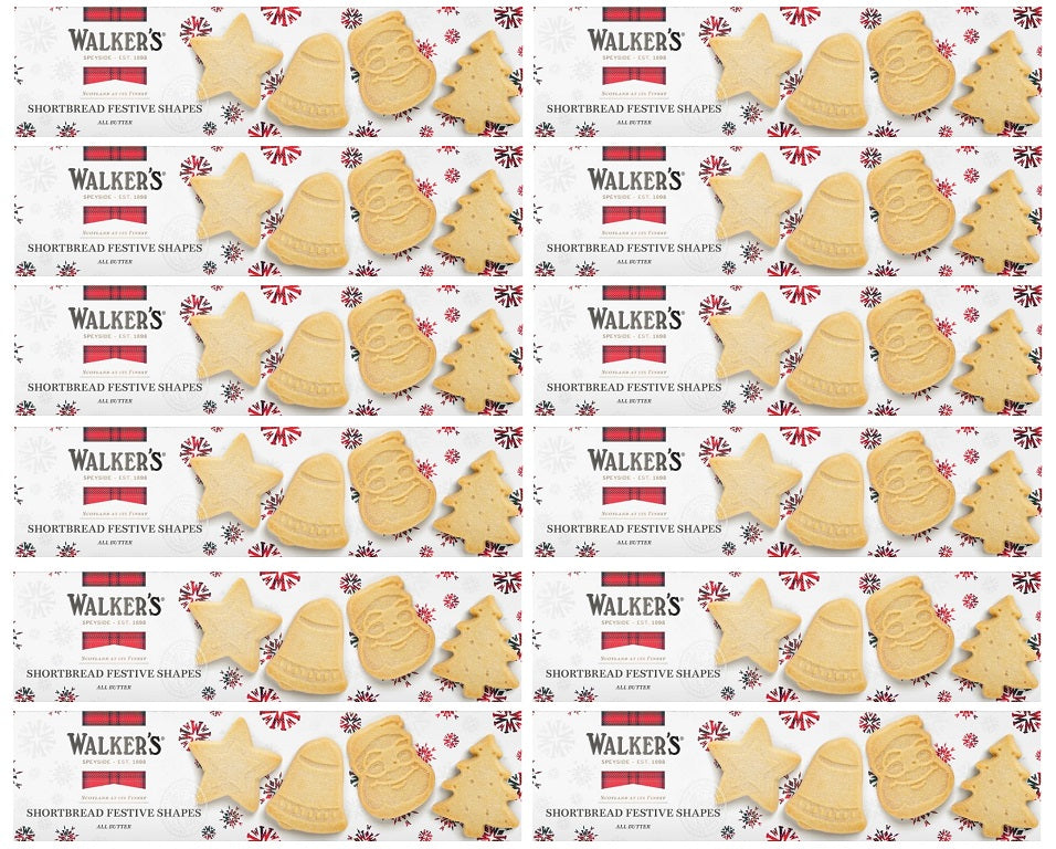 12 X Walkers Festive Shapes Shortbread Carton 175GM