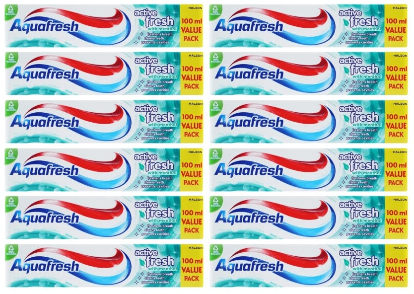 Aquafresh Toothpaste Color Code 12 x Aquafresh Toothpaste Active Fresh - 100ML
