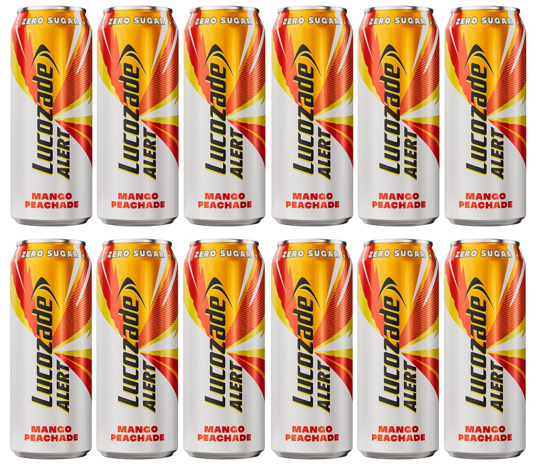 12 X Lucozade Alert Zero Mango Peachade 500ML