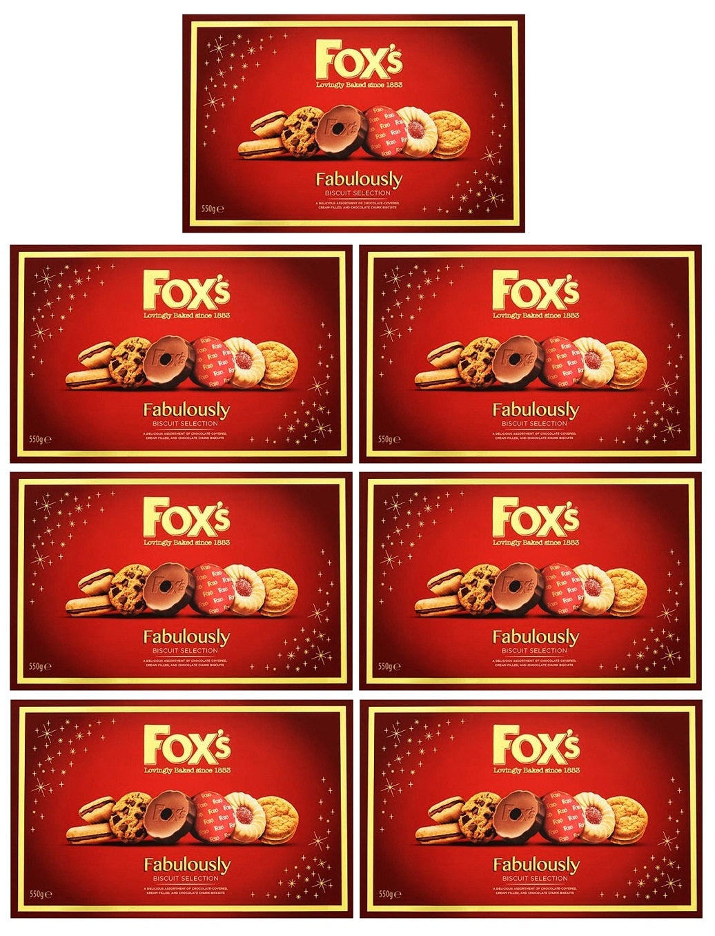 7 X Foxs Fabulous Biscuit Selection Carton 550G