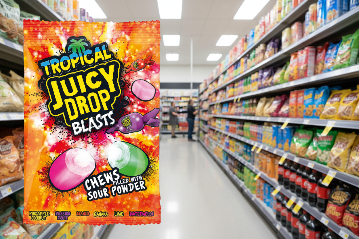 12 x Bazooka Tropical Juicy Drop Blasts 120G