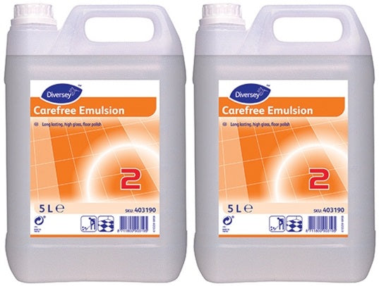 2 x Diversey Carefree Emulsion Floor Polish 5L