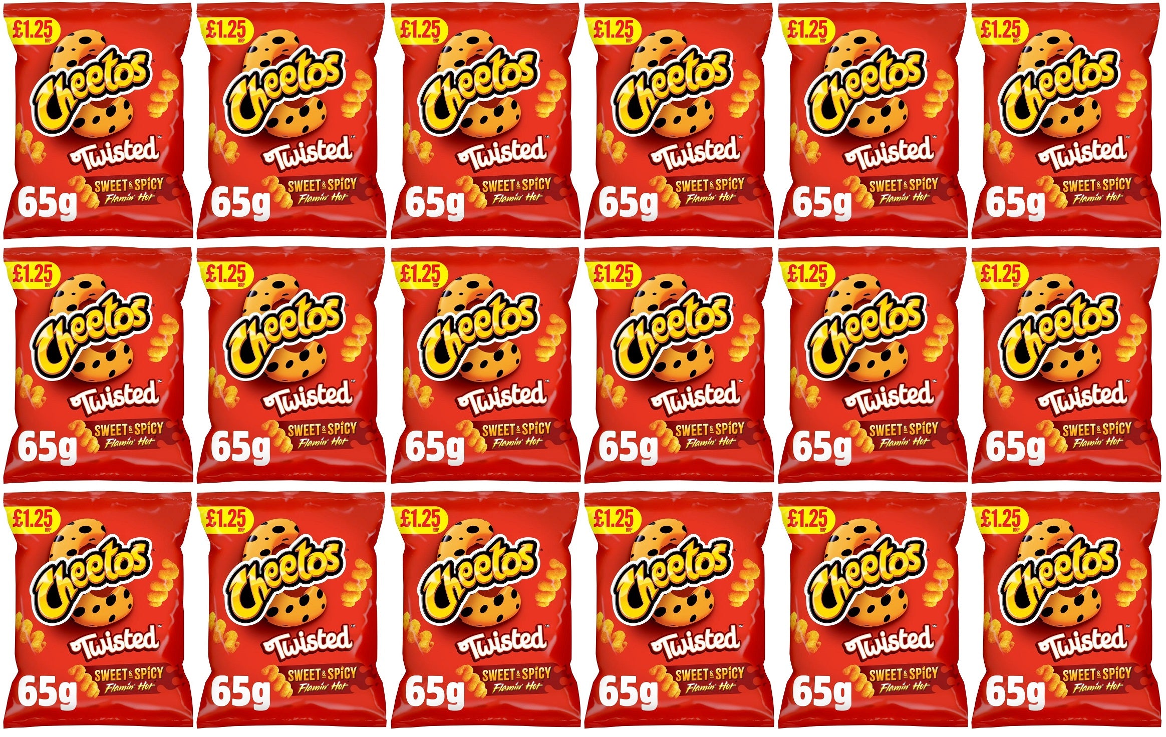 18 x Cheetos Twisted S&s Flaming Hot - 65GM