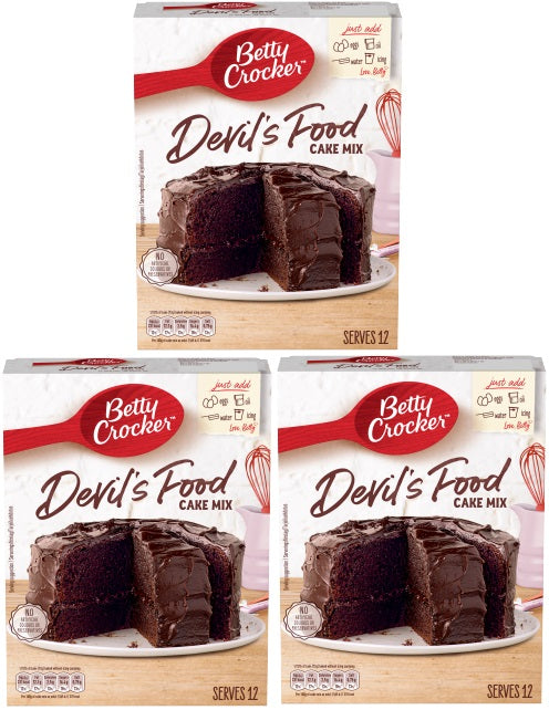 3 x Betty Crocker Devils Food Cake Mix 425G