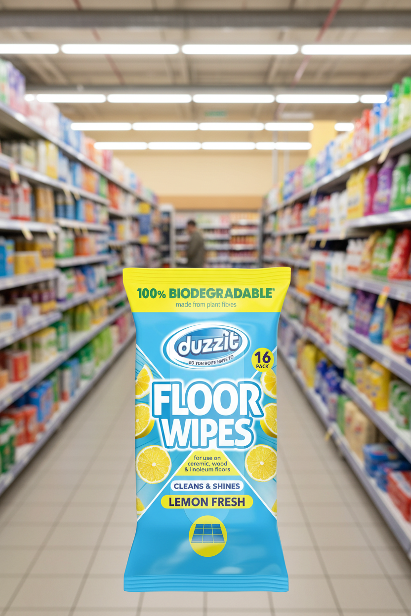 12 X Duzzit Floor Wipes Lemon - 16 Pack