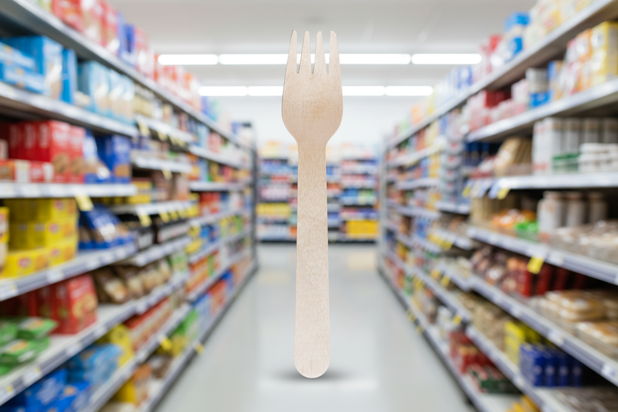 10 x D2E Cutlery Wooden Fork 6In 100Pk X 10