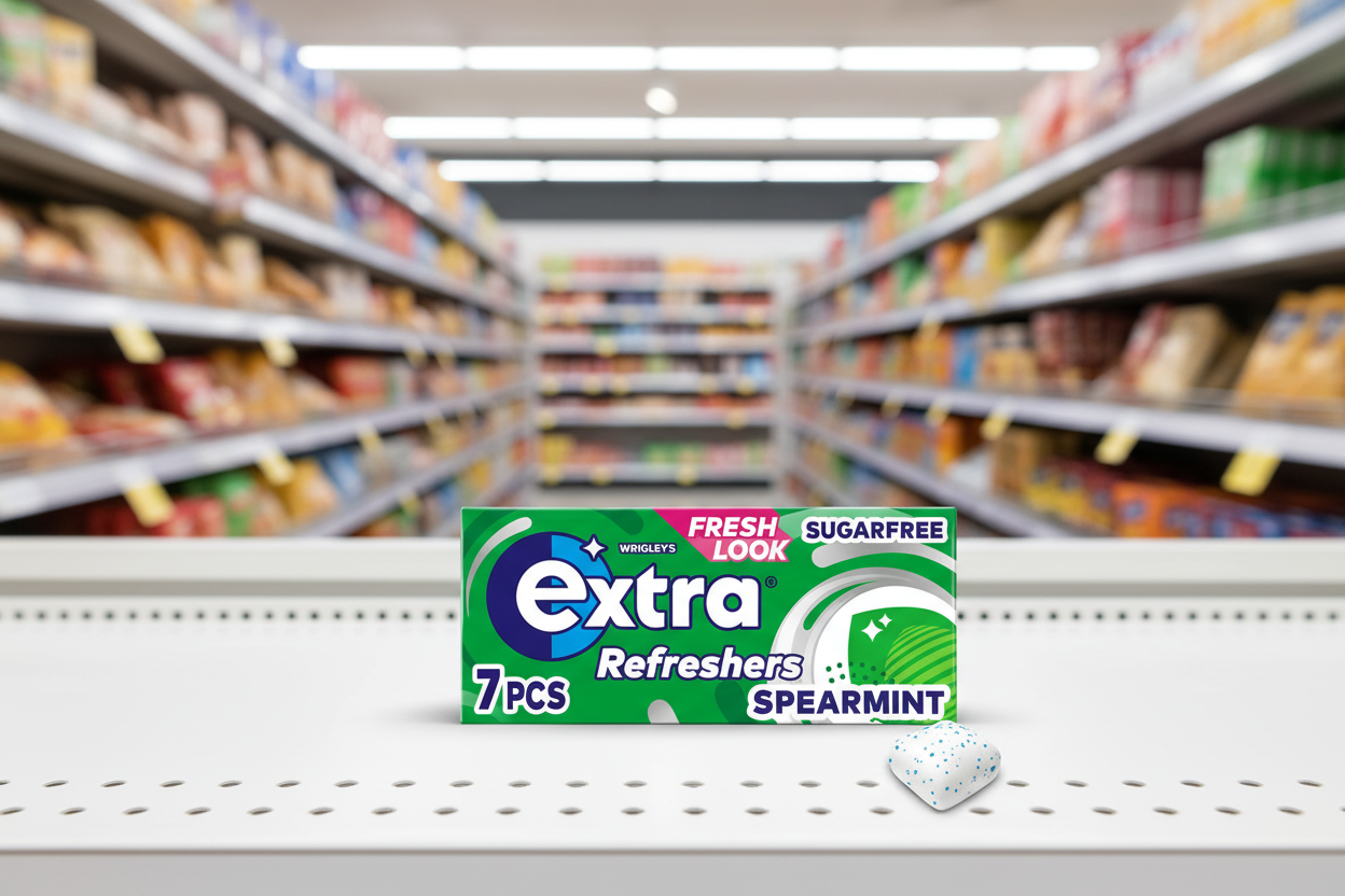 16 x Extra Refreshers Spearmint Sugar Free Chewing Gum Handy Box 7Pcs