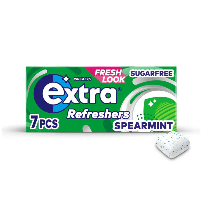 16 x Extra Refreshers Spearmint Sugar Free Chewing Gum Handy Box 7Pcs