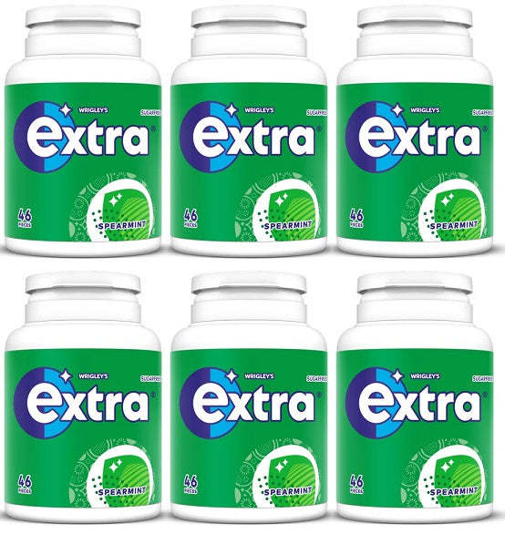 6 x Extra Spearmint Chewing Gum Bottle 46pce - 46 PCE