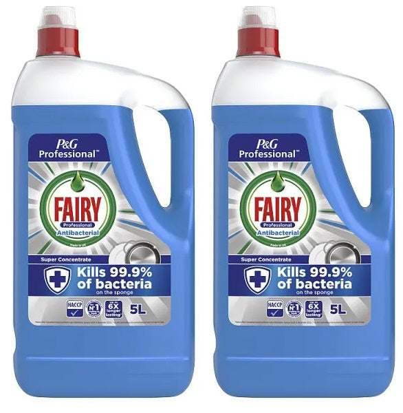 2 x Fairy Professional Super Concentrated Washing Up Liquid Antibacterial 5L