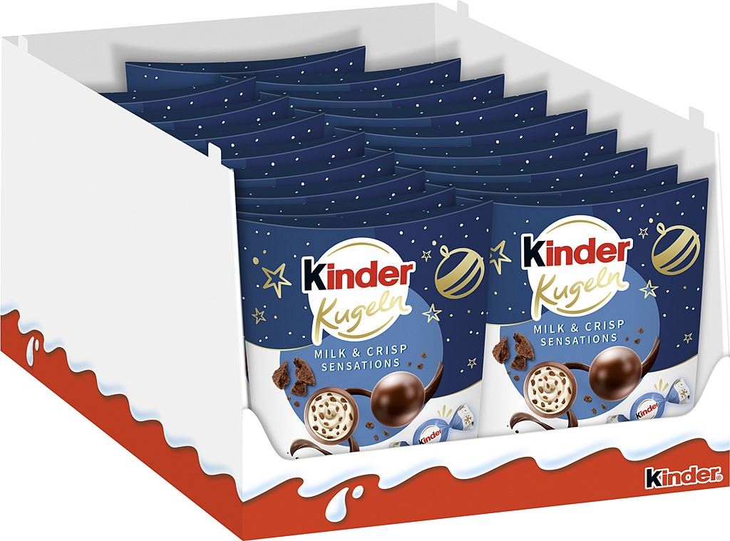 17 x Kinder Xmas Choco Balls Milk & Crisp Sensations  - 90GM
