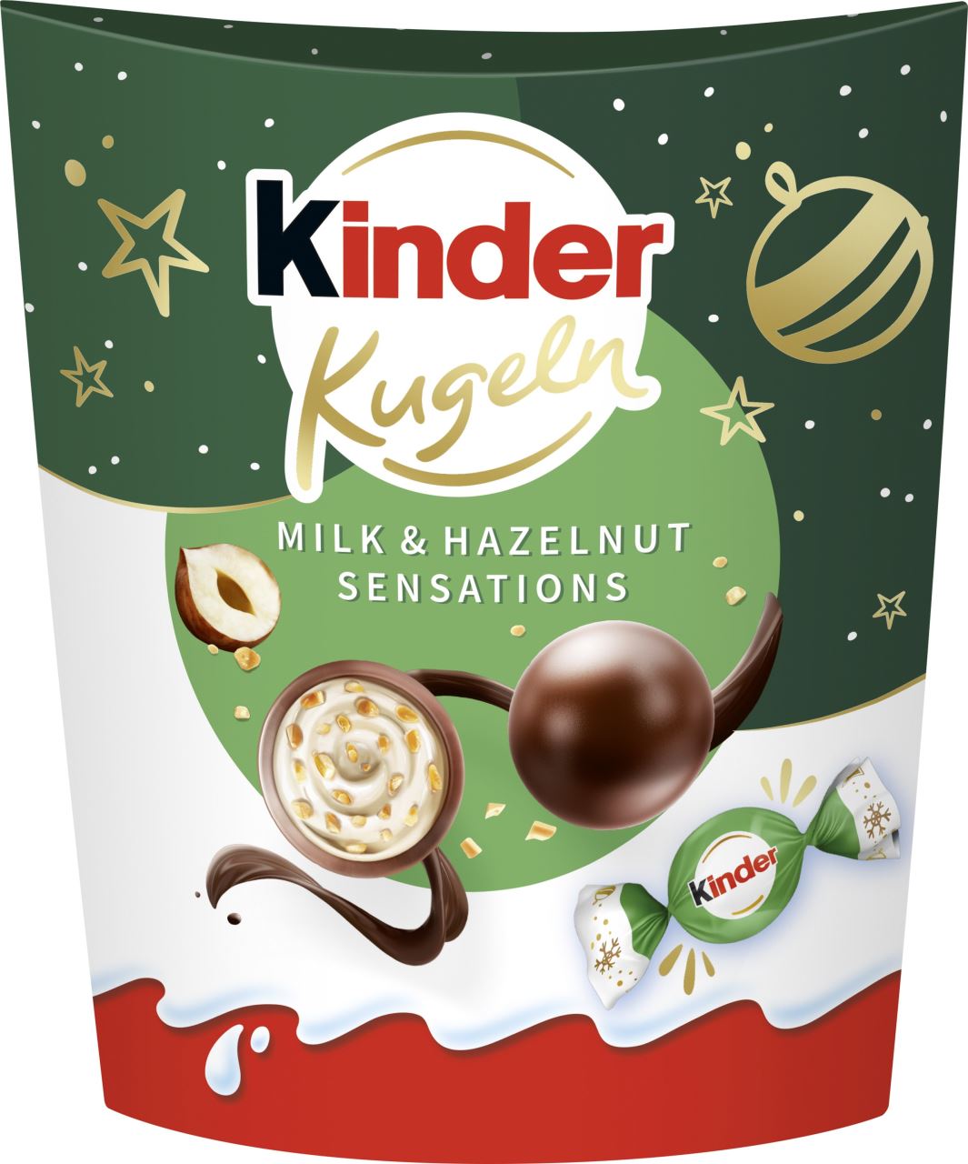 17 x Kinder Xmas Choco Balls Milk & Hazelnut Sensations  - 90GM