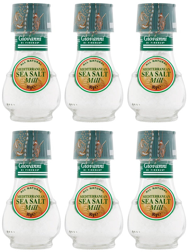 6 x Giovanni Di Firenze Mediterranean Sea Salt Mill 90G