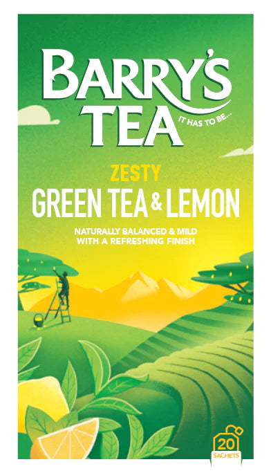 6 x Barrys Tea 20 Green Tea & Lemon String  30G