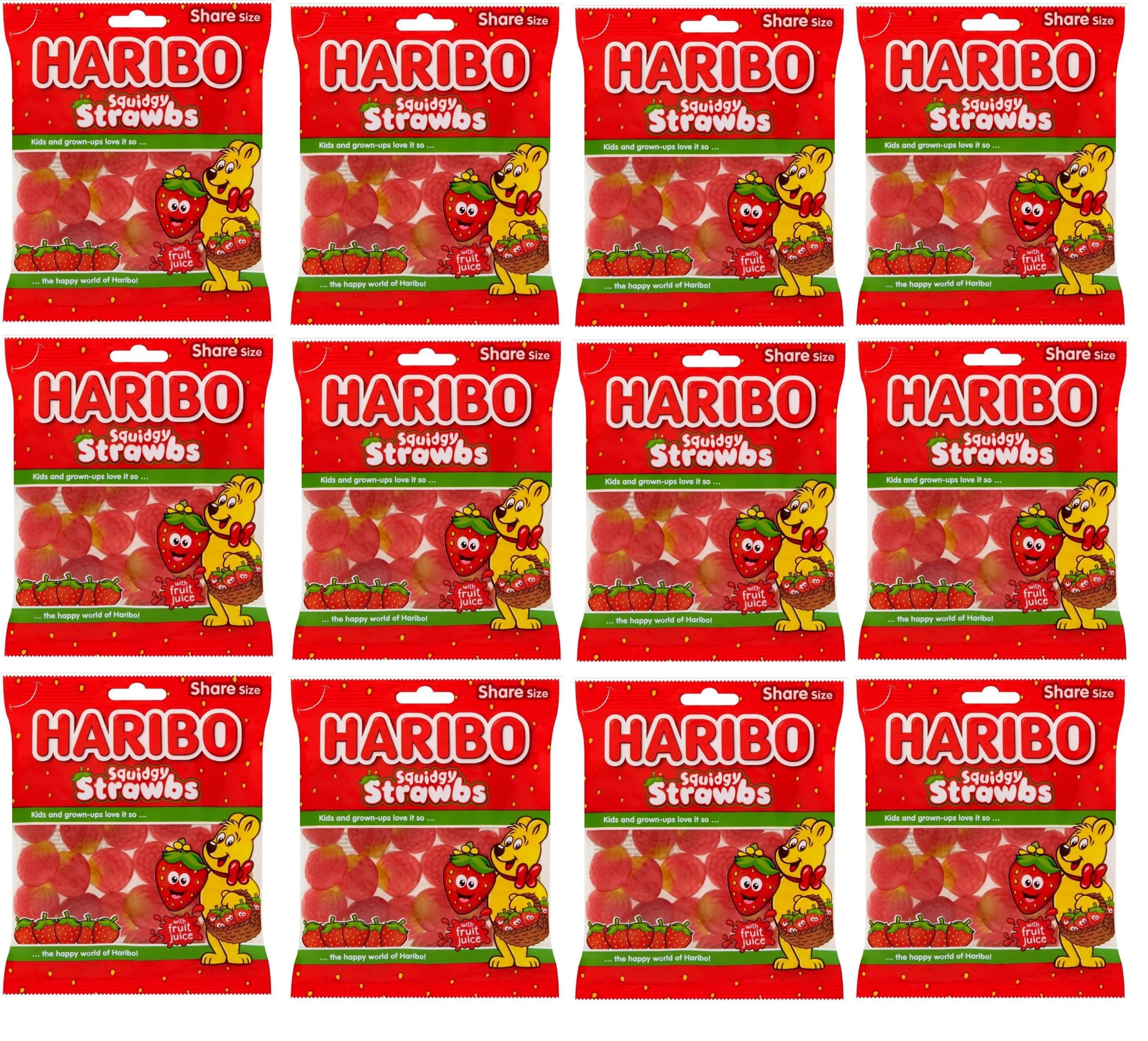 12 x Haribo Squidgy Strawbs 160G