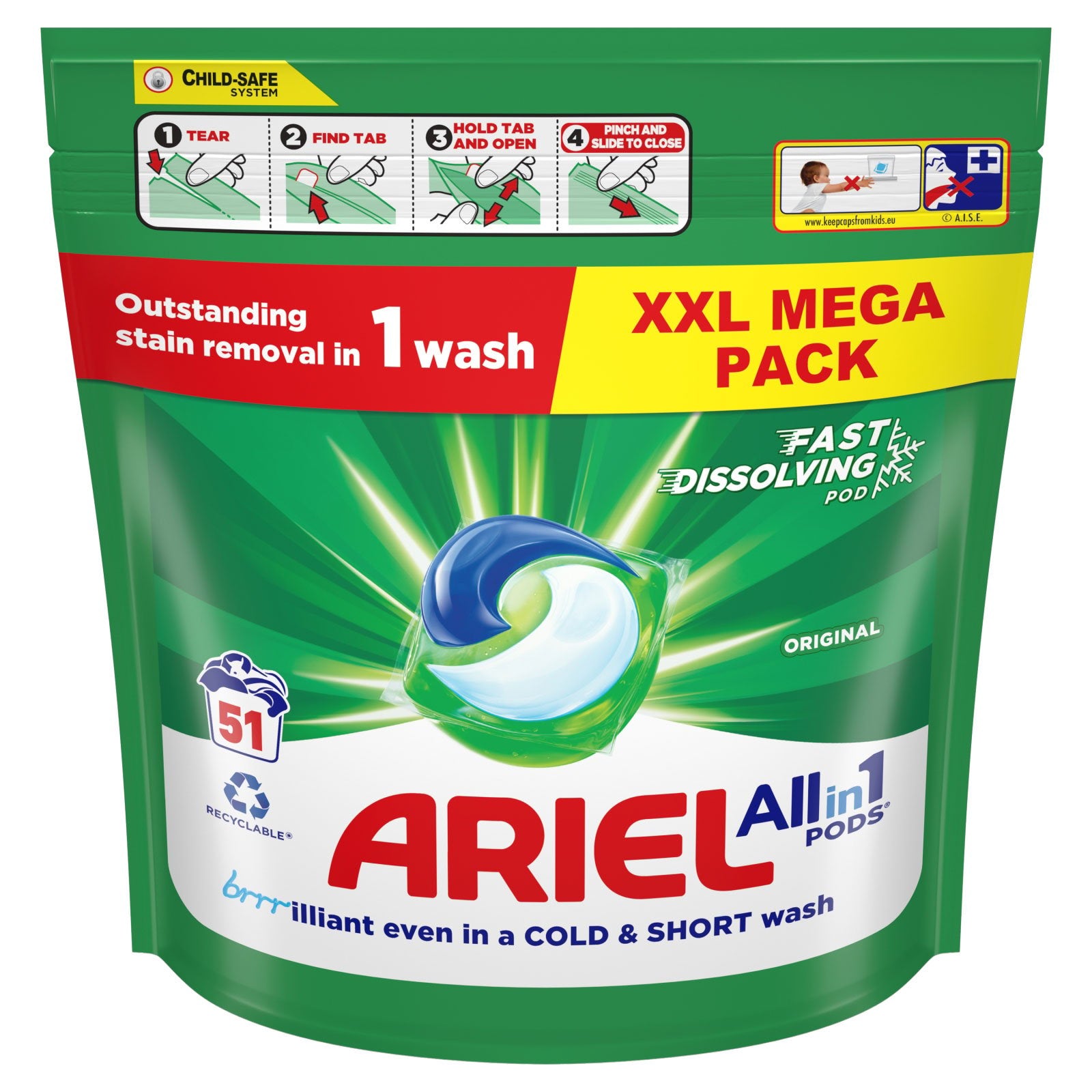 2 x Ariel All In 1 Pods - 51 PACK