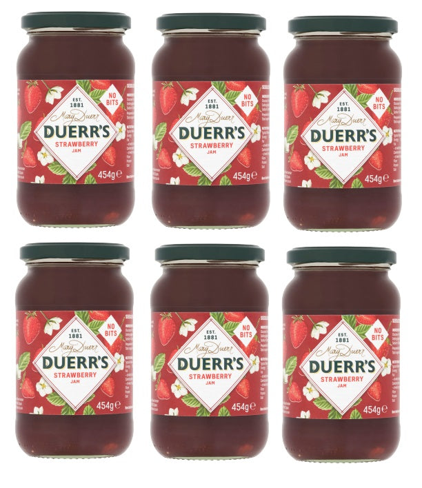 6 x Duerrs Strawberry Jam No Bits 454g