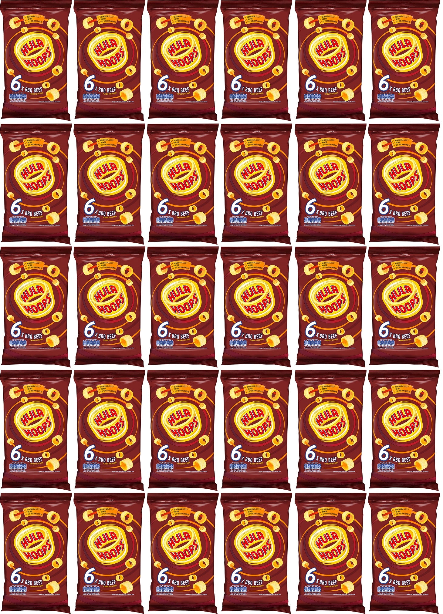 30 x Hula Hoops Bbq Beef 6pk - 6X24GM