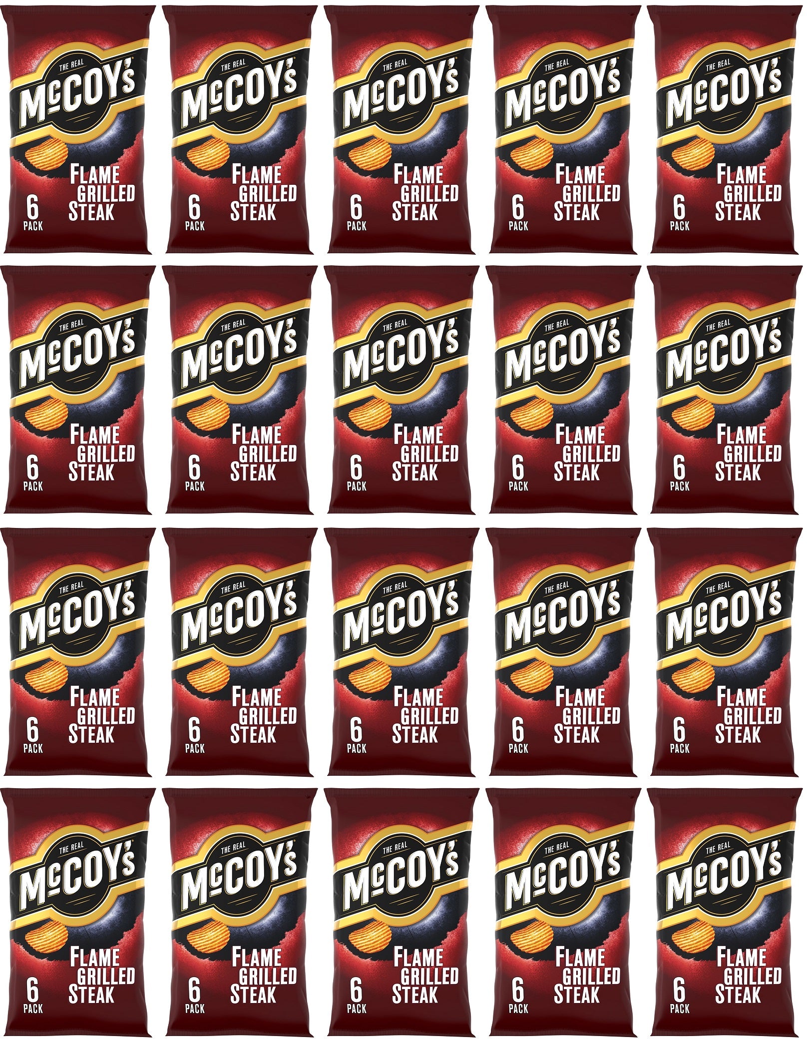 20 x Mccoys Flame Grilled Steak 6 Pack - 6X25GM