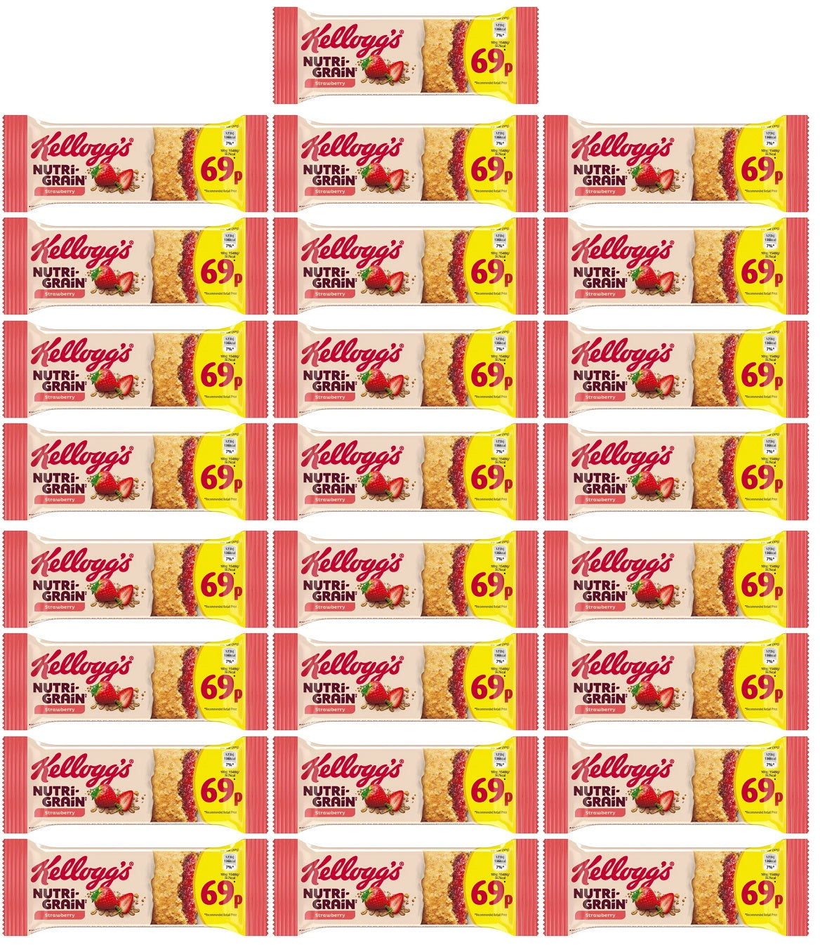 25 x Kelloggs Nutri-grain Bars Strawberry - 37GM