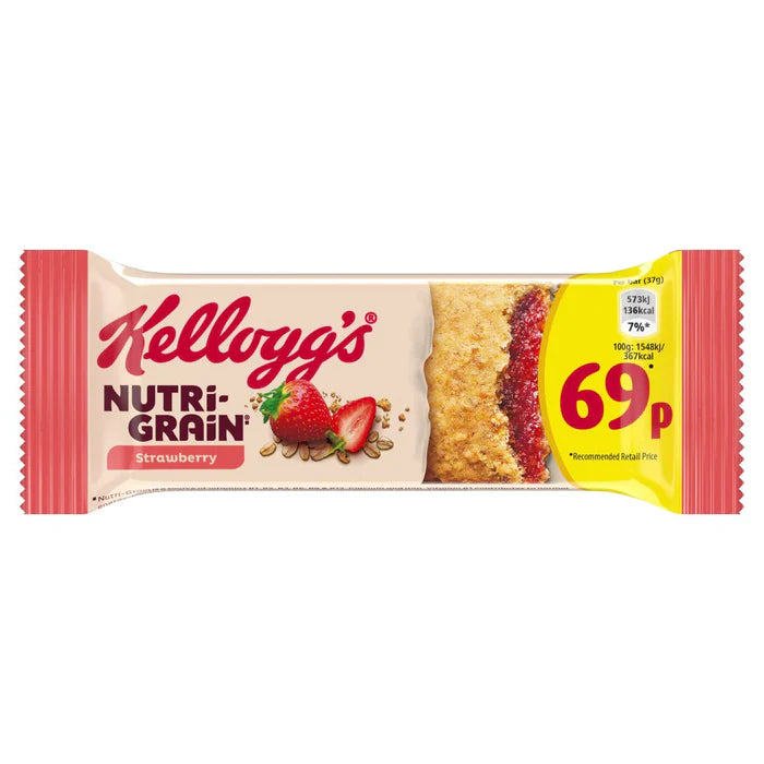 25 x Kelloggs Nutri-grain Bars Strawberry - 37GM