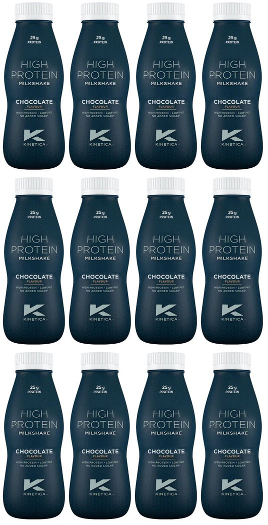 12 x Kinetica High Protein Milkshake Chocolate Flavour 330Ml