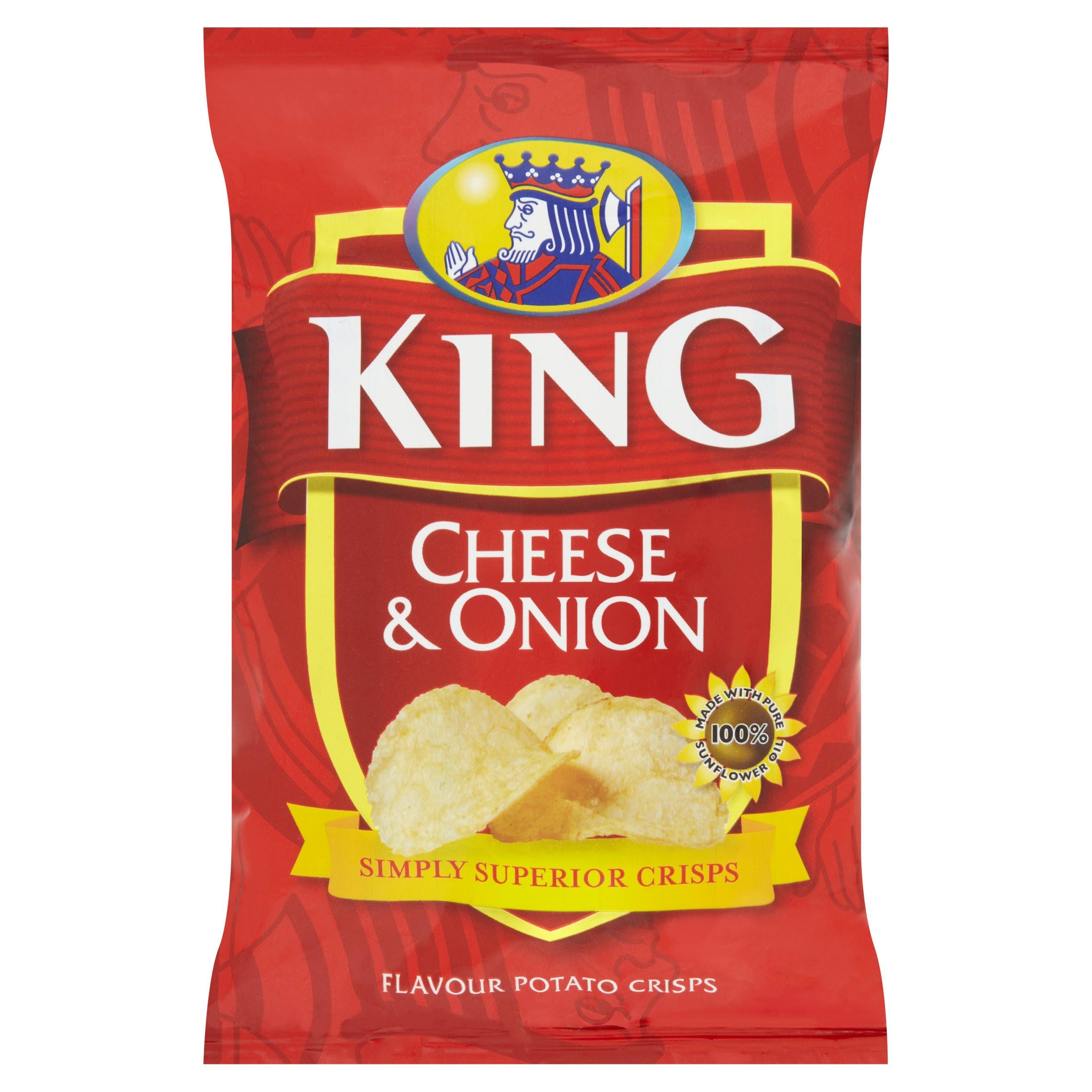 50 x King Cheese & Onion Flavour Potato Crisps 37G