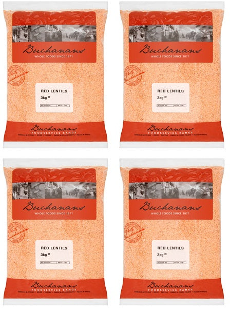 4 x Buchanans Red Lentils 3Kg