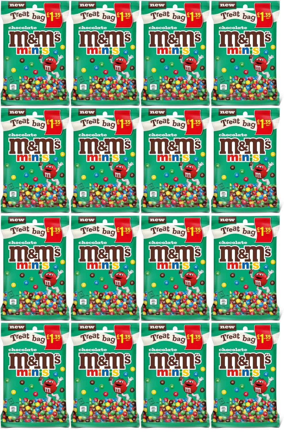 16 x M&m's Chocolate Minis Treat Bag - 70GM