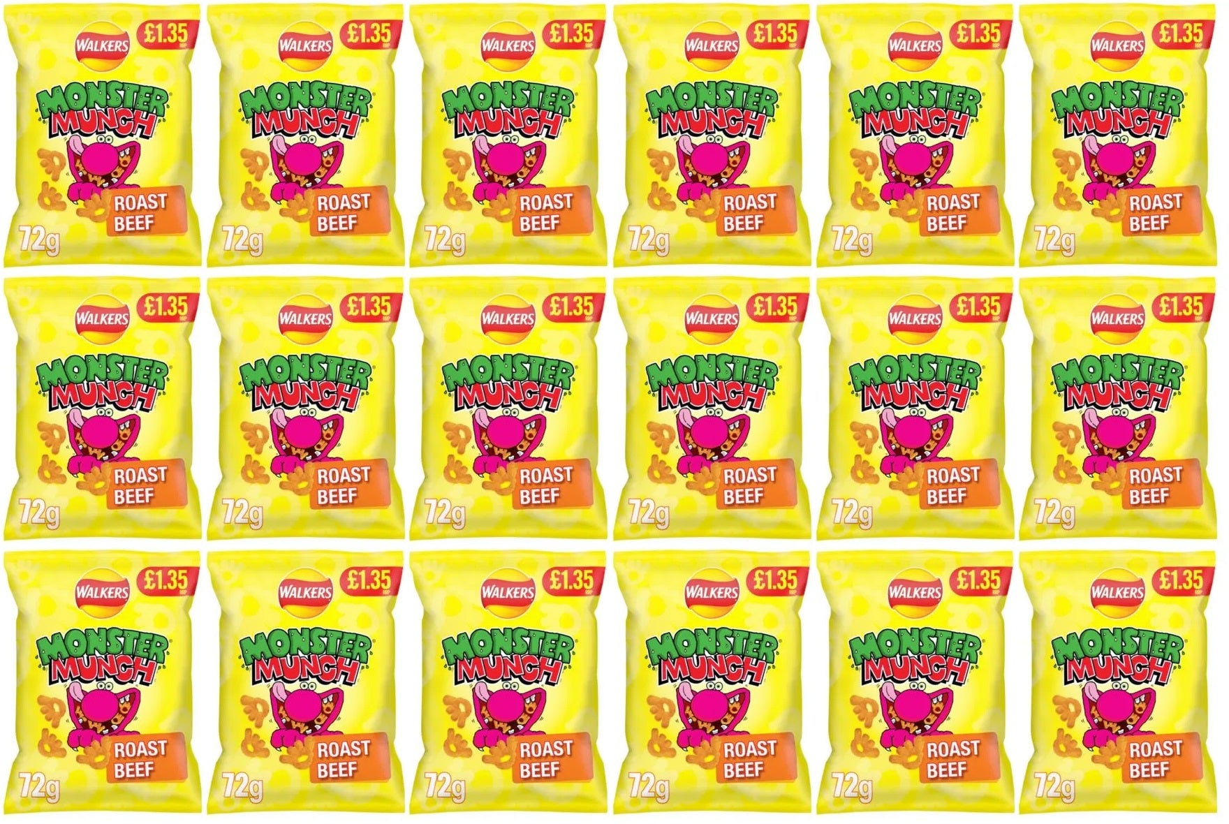 18 x Monster Munch Roast Beef - 72GM