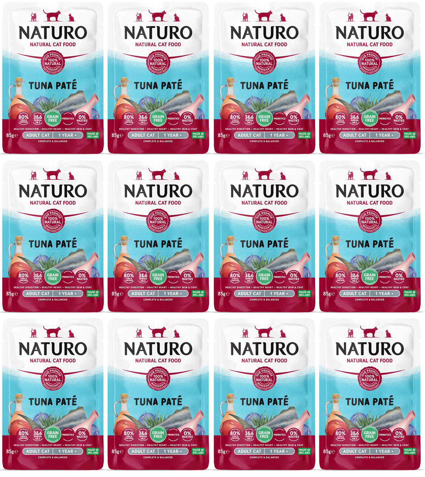 12 x Naturo Cat Pouch Tuna Pate  - 85GM